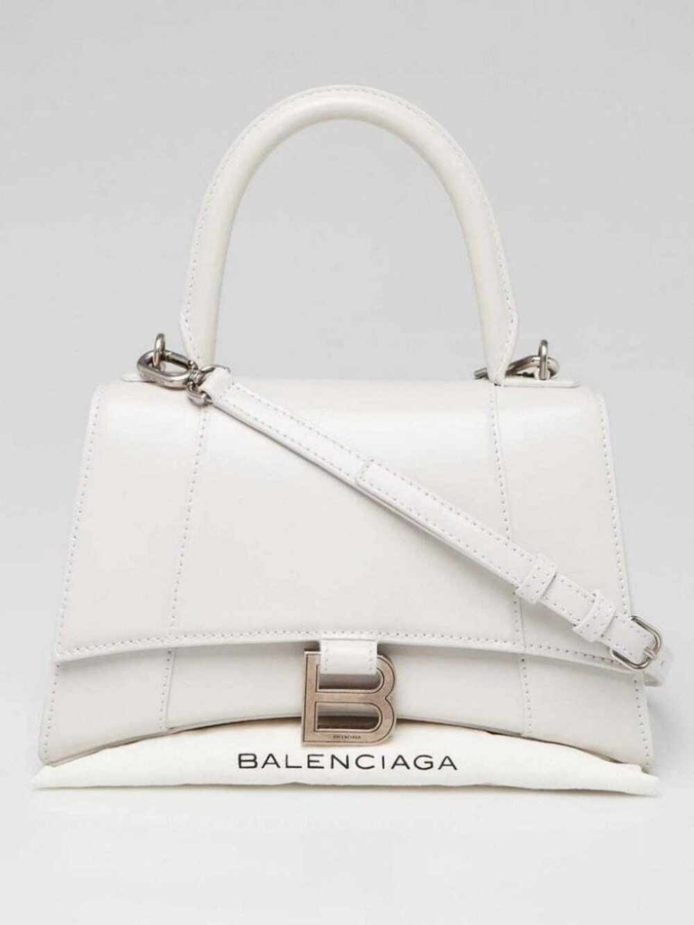 Balenciaga Dark White Leather Hourglass Small Top Handle Bag - Picture 2 of 10